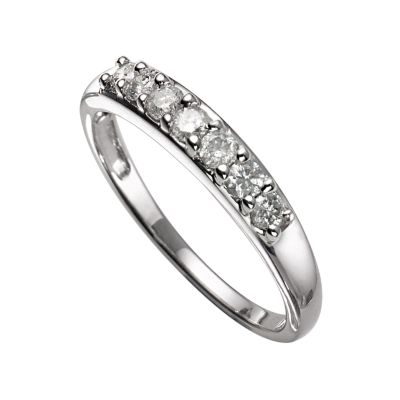 18ct White Gold 1/4 Carat Diamond Seven Stone Eternity Ring