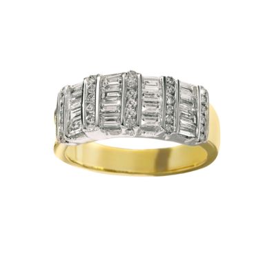 18ct two-colour gold half carat emerald cut diamond ring - Product number 5372992