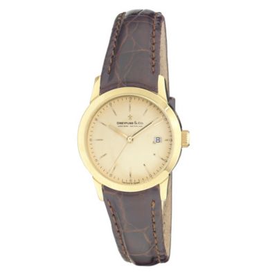 Dreyfuss & Co 18ct gold brown leather strap watch - Product number 5375622