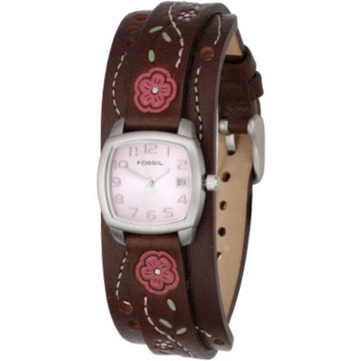 Fossil Ladiesand#39; Pink Dial Cuff Watch