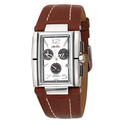 Ellesse Men's Rectangular Case Brown Leather Strap Watch
