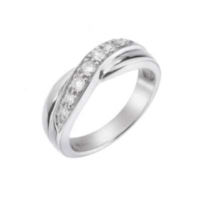 9ct White Gold 1/4 Carat Diamond Cross-over Ring - Product number 5379210