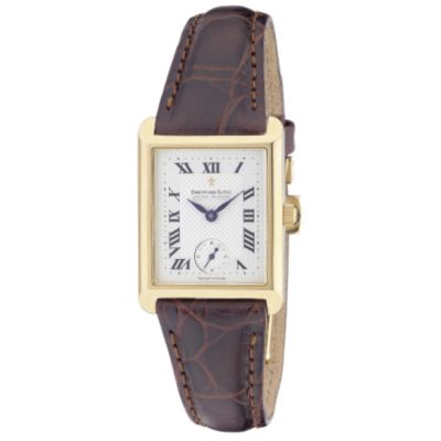 Dreyfuss & Co ladies’ 18ct gold brown leather strap watch