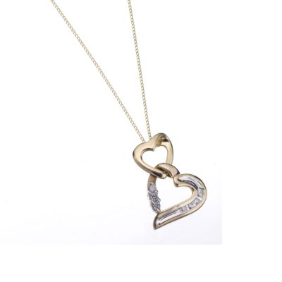 9ct Two Colour Heart Pendant Necklace - Product number 5380936