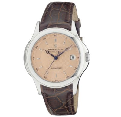 Dreyfuss & Co men's automatic brown leather strap watch
