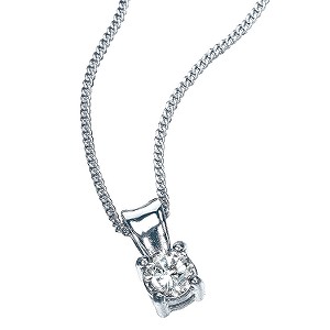 9ct White Gold 1/5 Carat Diamond Solitaire Pendant