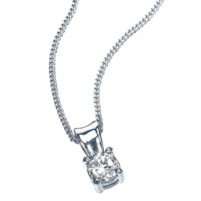 H Samuel 9ct White Gold 1/4 Carat Diamond Pendant