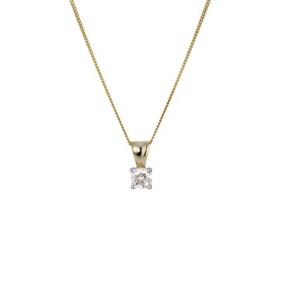 9ct Yellow Gold Fifth Carat Diamond Pendant Necklace