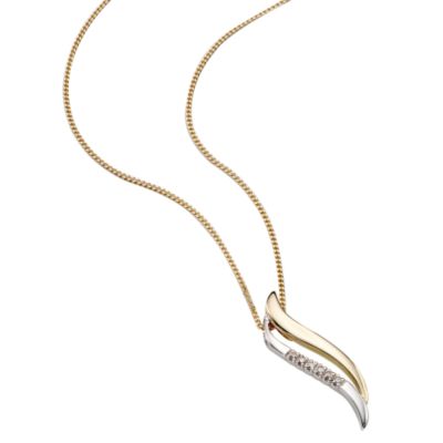 9ct two-colour gold diamond pendant - Product number 5381576