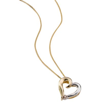 9ct two-colour gold diamond heart pendant - Product number 5381614