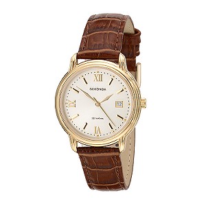Sekonda Menand#39;s Round Dial Leather Strap Watch
