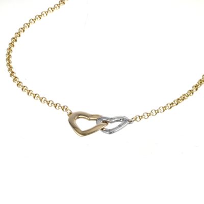 9ct yellow gold diamond twin hearts necklace - Product number 5385695
