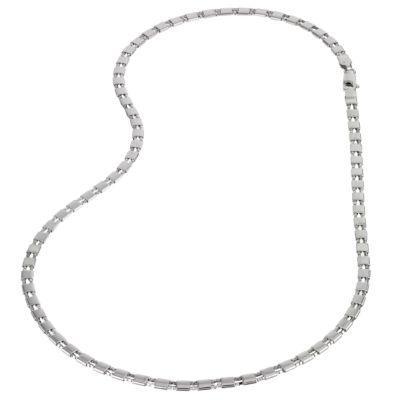 9ct White Gold Brick Link Necklace