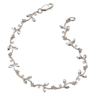 9ct white gold diamond leafy bracelet - Product number 5386551
