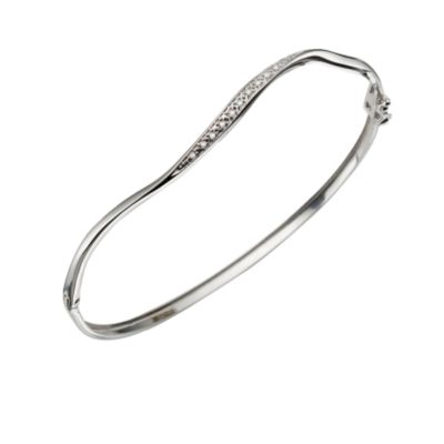 9ct white gold diamond wavy bangle - Product number 5386578