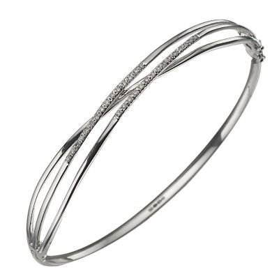 9ct white gold diamond bangle - Product number 5386659