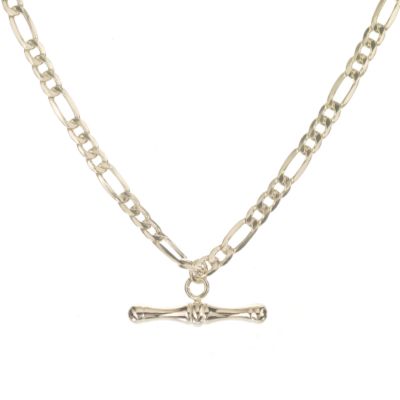 9ct Gold 18`` Figaro T-bar Necklace