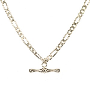 H Samuel 9ct Gold 18`` Figaro T-bar Necklace