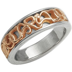 9ct Rose Gold and Silver Cariad Ring