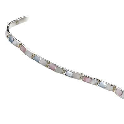 Pink, White and Blue Mother-of-pearl Bar Bracelet - Product number 5389569