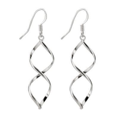 Sterling Silver Twisted Flame Drop Earrings