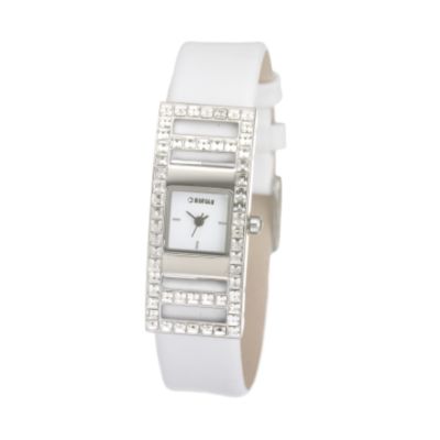 Morgan Ladies' Stone-set White Leather Strap Watch - Product number 5391172