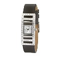 Morgan Ladies' Stone-set Black Leather Strap Watch