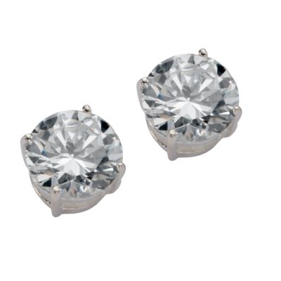 Sterling Silver Cubic Zirconia Claw Set 8mm Stud Earrings