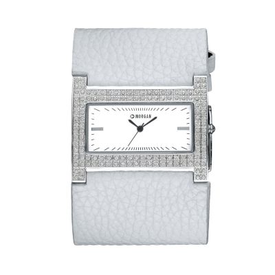 Morgan Ladies' Wide White Leather Strap Watch - Product number 5391628
