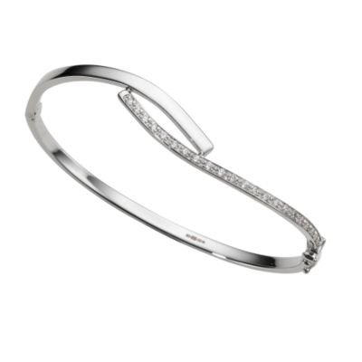 9ct white gold cubic zirconia bangle