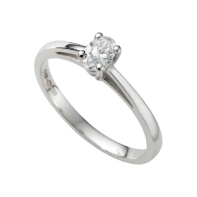 Platinum quarter carat oval cut diamond solitaire ring - Product number 5392470