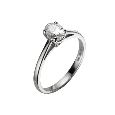Platinum half carat solitaire oval cut diamond ring