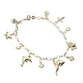 9ct Gold 7.25'' Cubic Zirconia Charm Bracelet