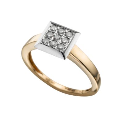 View 18ct two-colour gold quarter carat diamond cluster ring