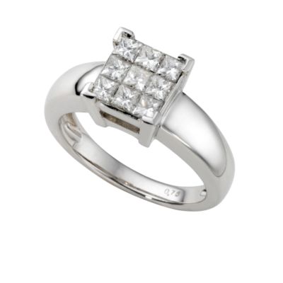 18ct white gold three quarter carat princess cut diamond ring - Product number 5398800