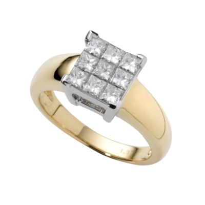 18ct gold one carat diamond cluster ring