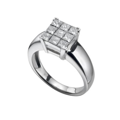 18ct white gold one carat princess cut diamond ring - Product number 5399068
