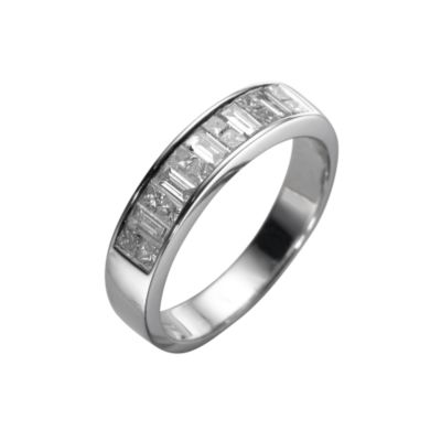 18ct white gold half carat princess and baguette cut ring