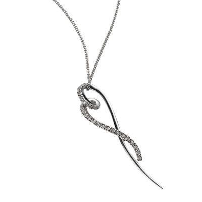 9ct white gold ten point diamond swirl heart pendant