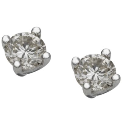 Platinum half carat diamond solitaire earrings - Product number 5402727