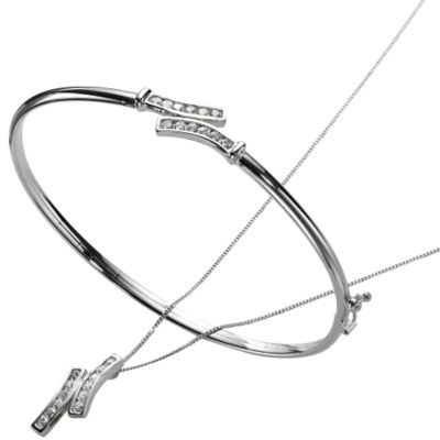 9ct White Gold Pendant & Bangle - Product number 5402751