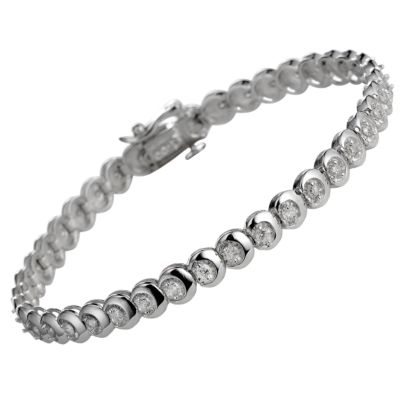 9ct white gold one carat diamond tennis bracelet - Product number 5402808