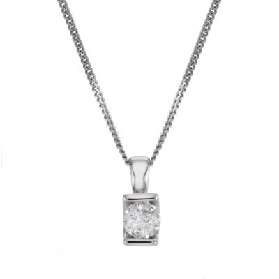 9ct white gold half carat 18" pendant necklace - Product number 5402956