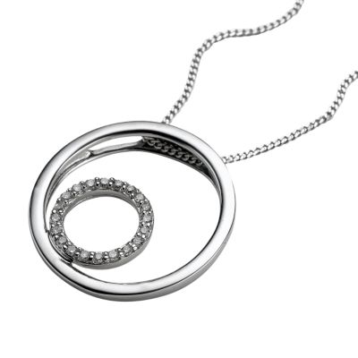 9ct white gold circle diamond pendant - Product number 5402964