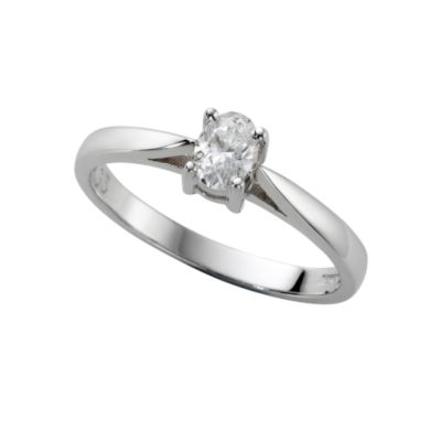 18ct white gold third carat oval cut diamond solitaire ring