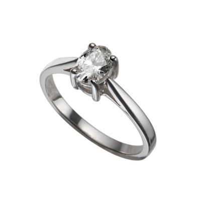 18ct white gold half carat oval diamond solitaire ring