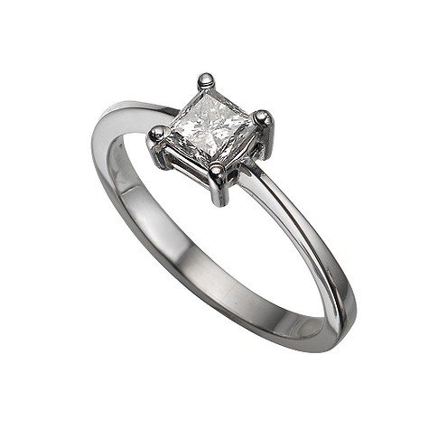 Platinum half carat princess cut diamond solitaire ring