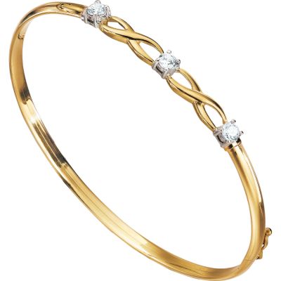 9ct gold Cubic Zirconia Kiss Bangle