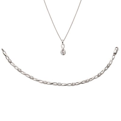 9ct White Gold Necklace & Bracelet - Product number 5406293