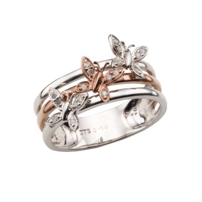 9ct white and rose gold diamond butterfly ring - Product number 5407508